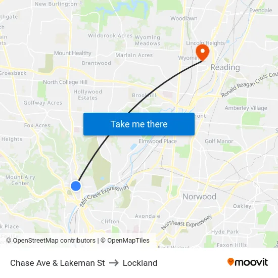 Chase Ave & Lakeman St to Lockland map