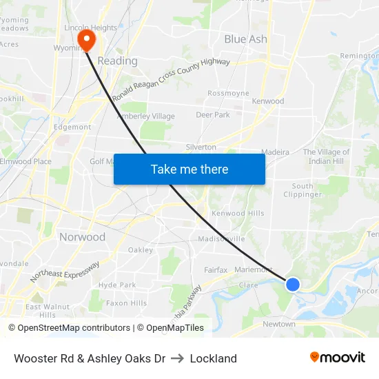 Wooster Rd & Ashley Oaks Dr to Lockland map