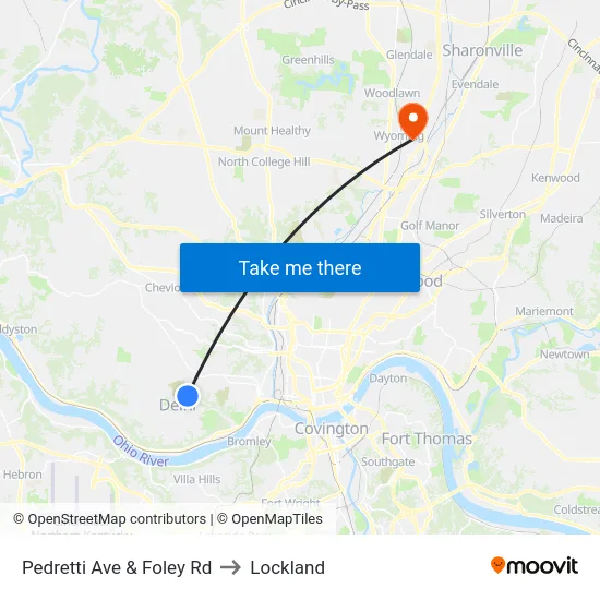 Pedretti Ave & Foley Rd to Lockland map