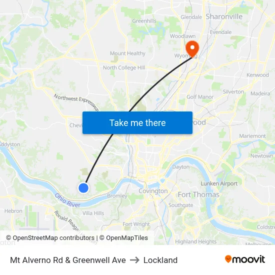 Mt Alverno Rd & Greenwell Ave to Lockland map