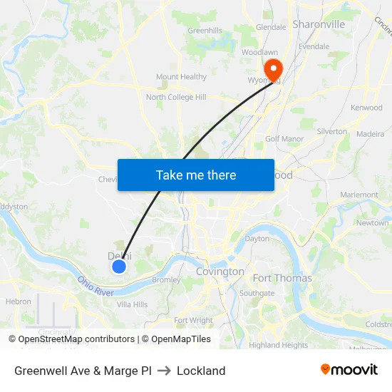Greenwell Ave & Marge Pl to Lockland map