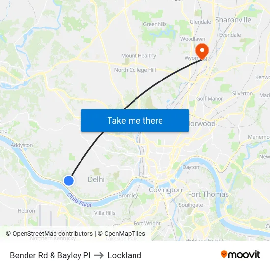 Bender Rd & Bayley Pl to Lockland map