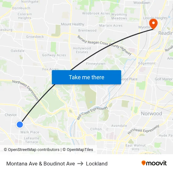 Montana  Ave & Boudinot Ave to Lockland map