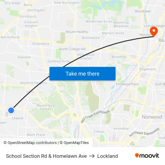 School Section Rd & Homelawn Ave to Lockland map