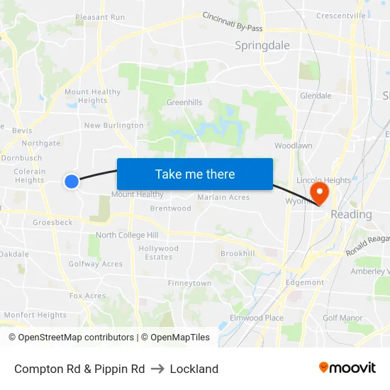 Compton Rd & Pippin Rd to Lockland map