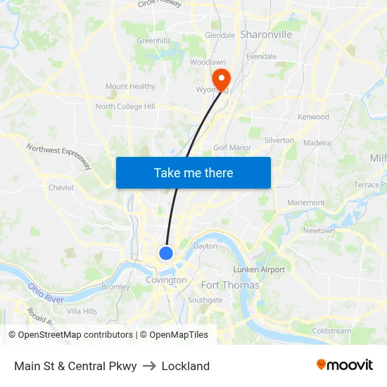 Main St & Central Pkwy to Lockland map