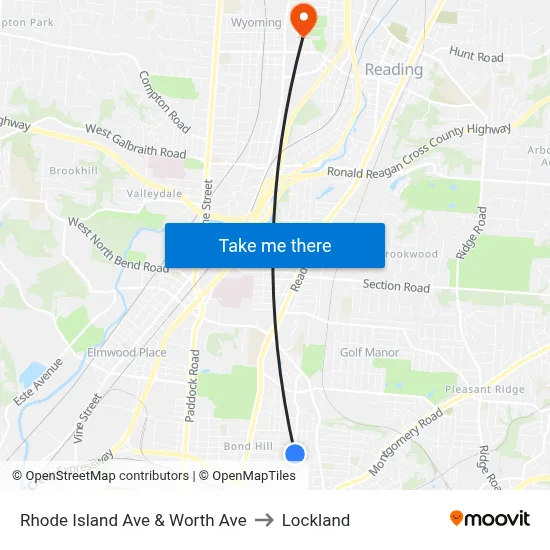 Rhode Island Ave & Worth Ave to Lockland map