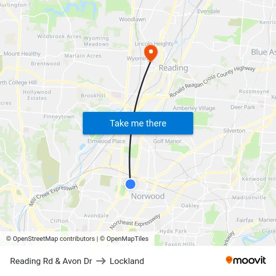 Reading Rd & Avon Dr to Lockland map