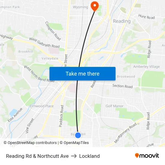 Reading Rd & Northcutt Ave to Lockland map