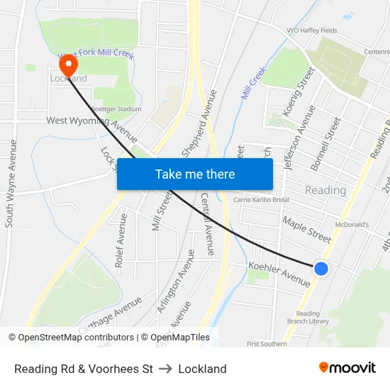 Reading Rd & Voorhees St to Lockland map