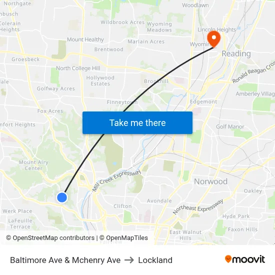 Baltimore Ave & Mchenry Ave to Lockland map