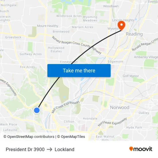 President Dr 3900 to Lockland map