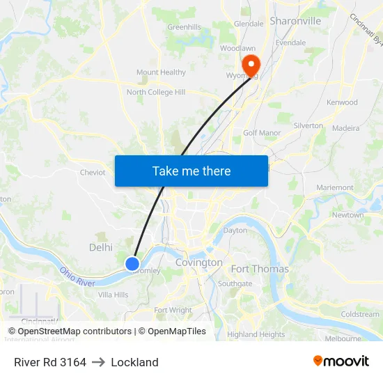 River Rd 3164 to Lockland map