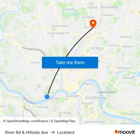 River Rd & Hillside Ave to Lockland map