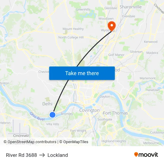 River Rd 3688 to Lockland map
