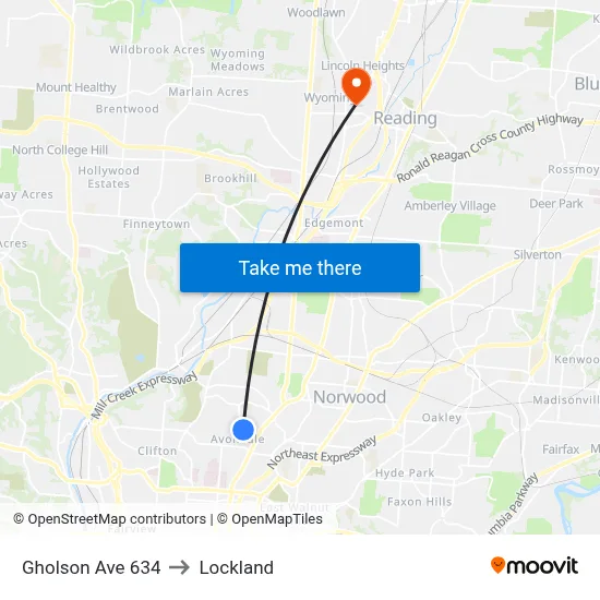 Gholson Ave 634 to Lockland map