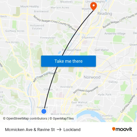 Mcmicken Ave & Ravine St to Lockland map