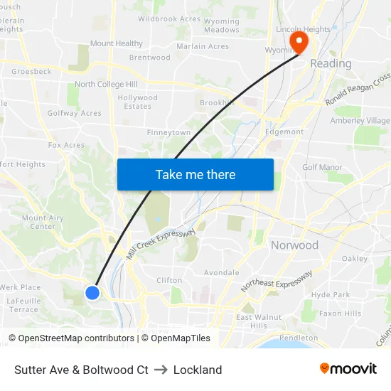 Sutter Ave & Boltwood Ct to Lockland map