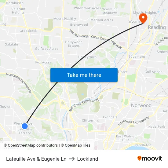 Lafeuille Ave & Eugenie Ln to Lockland map
