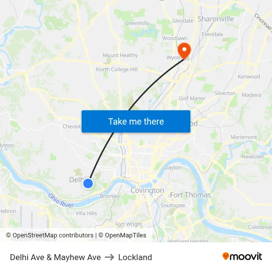 Delhi Ave & Mayhew Ave to Lockland map