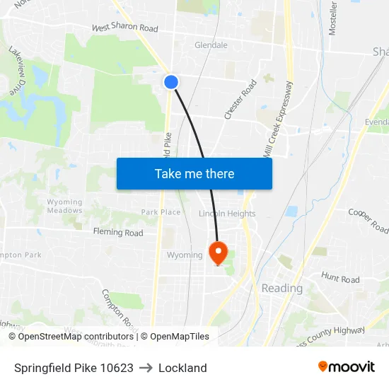 Springfield Pike 10623 to Lockland map