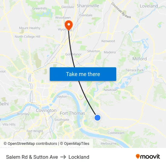 Salem Rd & Sutton Ave to Lockland map
