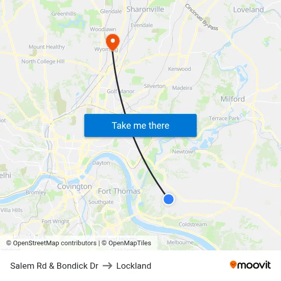 Salem Rd & Bondick Dr to Lockland map