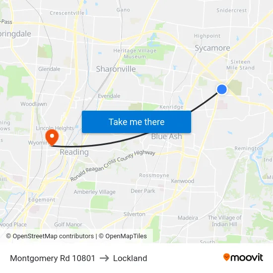 Montgomery Rd 10801 to Lockland map