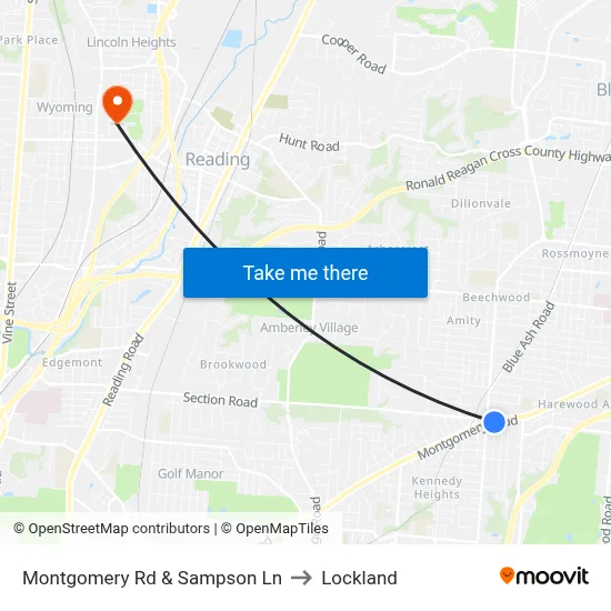 Montgomery Rd & Sampson Ln to Lockland map