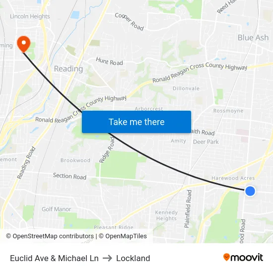 Euclid Ave & Michael Ln to Lockland map