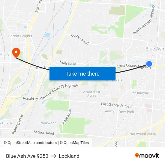 Blue Ash Ave 9250 to Lockland map