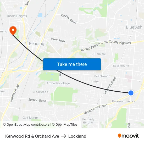 Kenwood Rd & Orchard Ave to Lockland map
