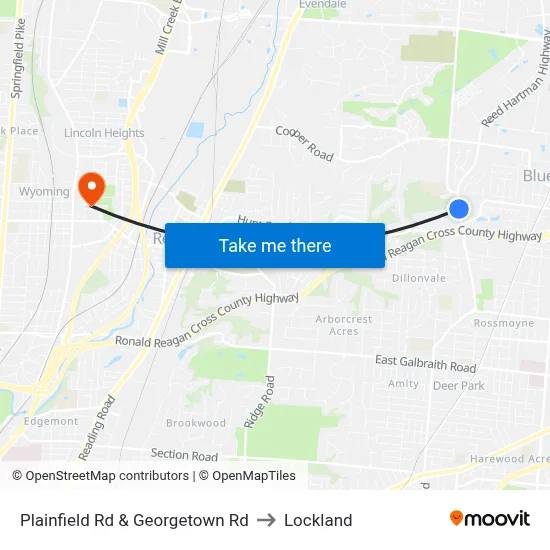 Plainfield Rd & Georgetown Rd to Lockland map