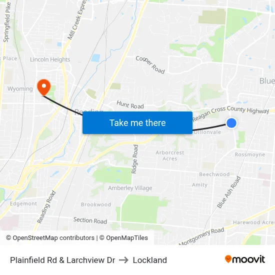 Plainfield Rd & Larchview Dr to Lockland map