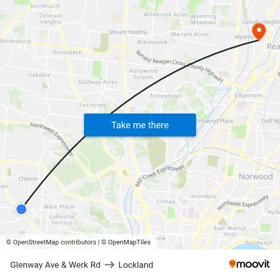 Glenway Ave & Werk Rd to Lockland map