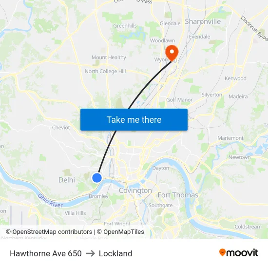 Hawthorne Ave 650 to Lockland map