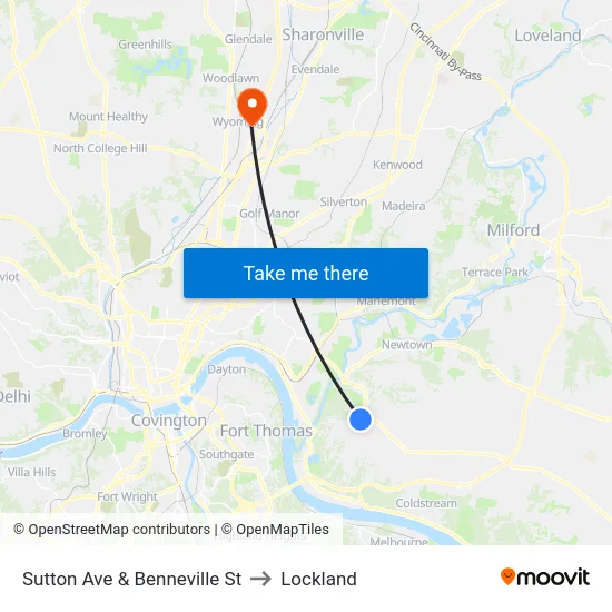 Sutton Ave & Benneville St to Lockland map