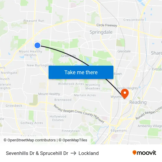 Sevenhills Dr & Sprucehill Dr to Lockland map