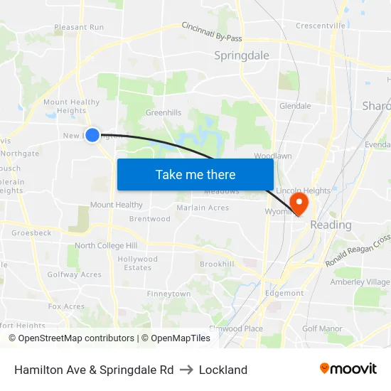 Hamilton Ave & Springdale Rd to Lockland map