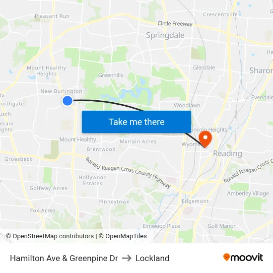 Hamilton Ave & Greenpine Dr to Lockland map