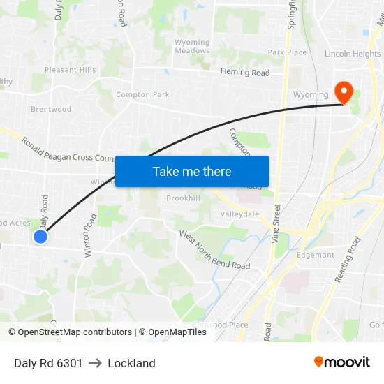Daly Rd 6301 to Lockland map
