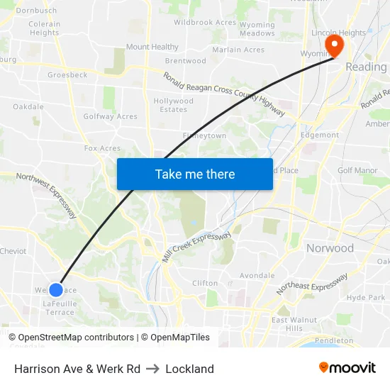 Harrison Ave & Werk Rd to Lockland map