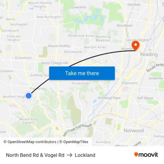 North Bend Rd & Vogel Rd to Lockland map