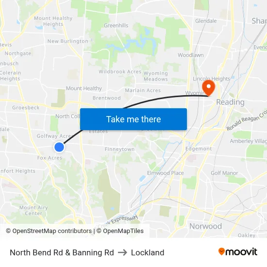 North Bend Rd & Banning Rd to Lockland map