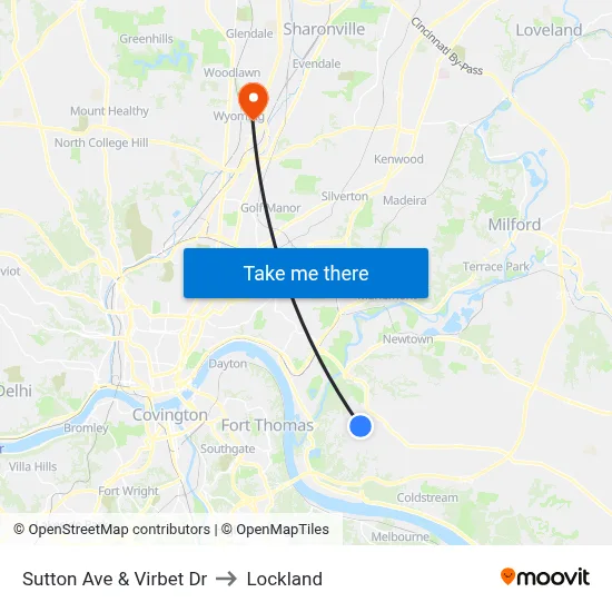 Sutton Ave & Virbet Dr to Lockland map