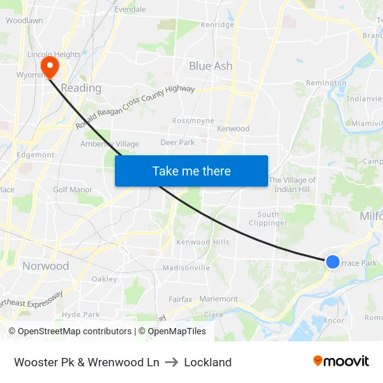 Wooster Pk & Wrenwood Ln to Lockland map