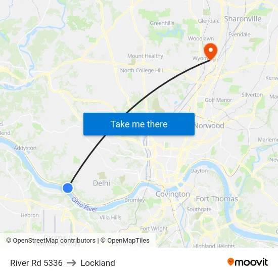 River Rd 5336 to Lockland map