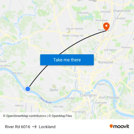 River Rd 6016 to Lockland map