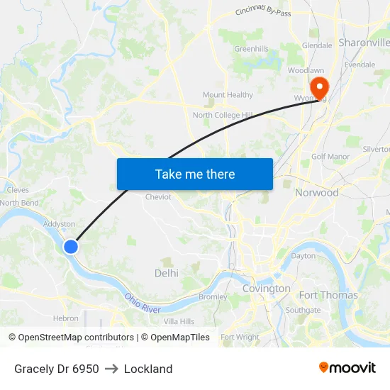 Gracely Dr 6950 to Lockland map
