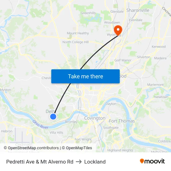 Pedretti Ave & Mt Alverno Rd to Lockland map
